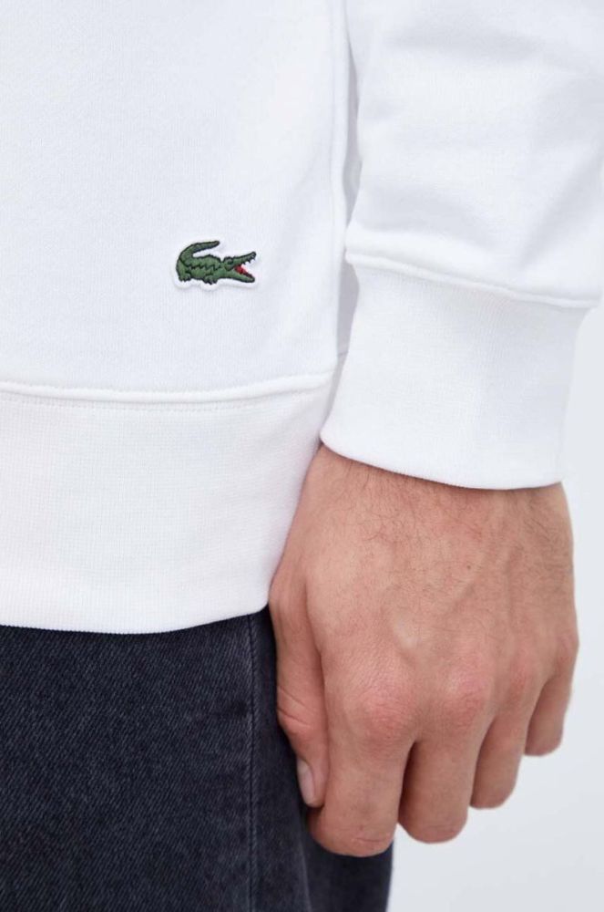Бавовняна кофта Lacoste чоловіча колір білий з принтом фото 5