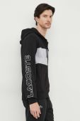 Бавовняна кофта Lacoste чоловіча колір чорний з капюшоном меланж