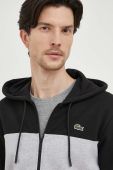 Бавовняна кофта Lacoste чоловіча колір чорний з капюшоном меланж