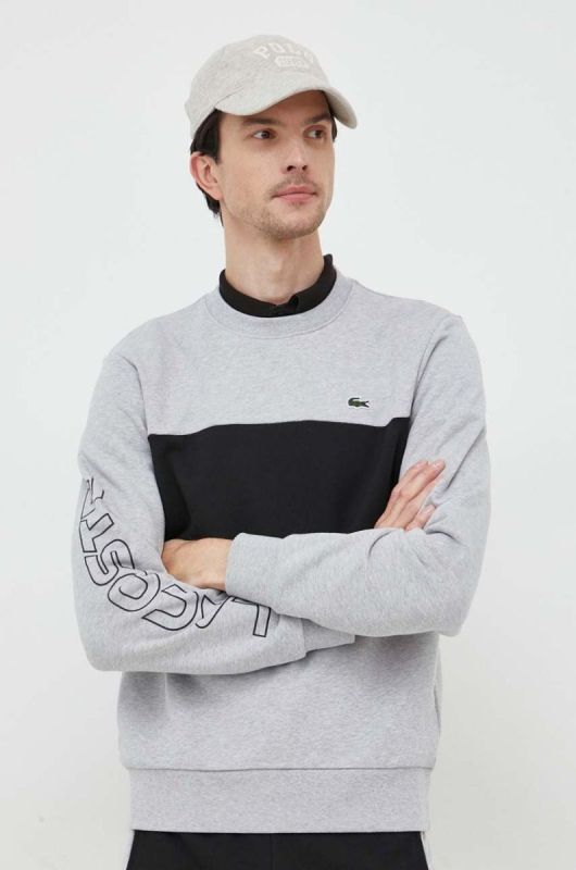 Бавовняна кофта Lacoste чоловіча колір сірий візерунок (3537447)