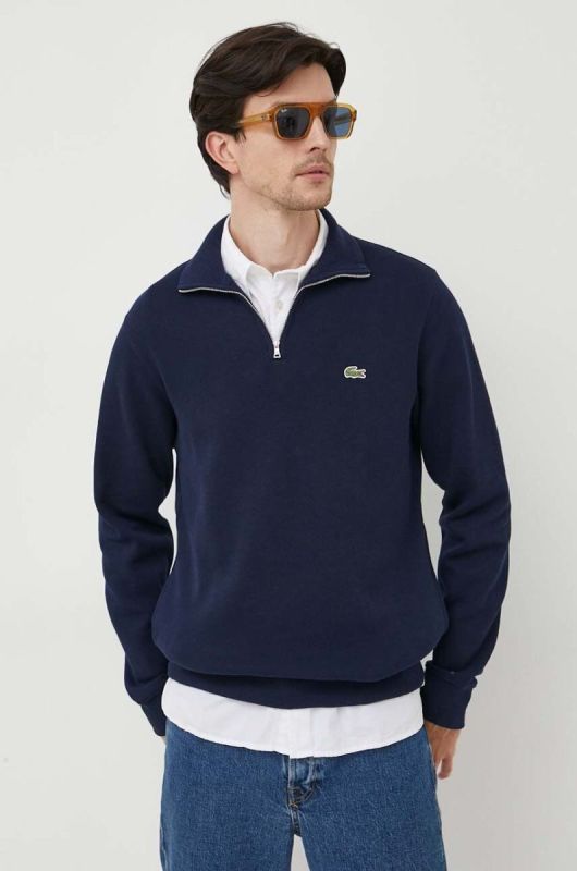Бавовняний светр Lacoste колір синій півгольф
