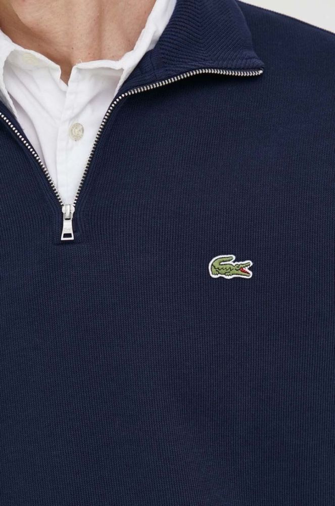 Бавовняний светр Lacoste колір синій півгольф фото 5