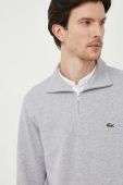 Бавовняний светр Lacoste колір сірий півгольф