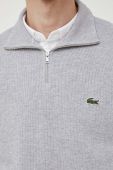 Бавовняний светр Lacoste колір сірий півгольф