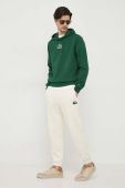 Бавовняна кофта Lacoste чоловіча колір зелений з капюшоном з принтом (3537452)