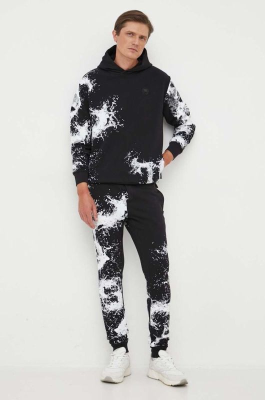 Кофта PLEIN SPORT чоловіча колір чорний з капюшоном з принтом (3374709) фото 2