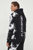 Кофта PLEIN SPORT чоловіча колір чорний з капюшоном з принтом (3374709)