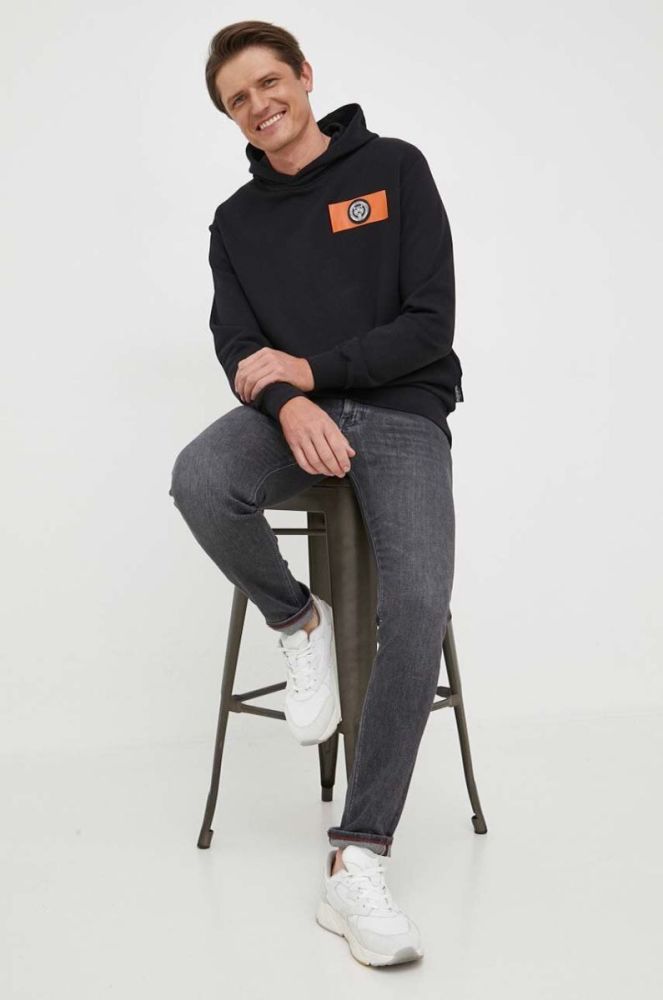 Кофта PLEIN SPORT чоловіча колір чорний з капюшоном з принтом (3372535) фото 2