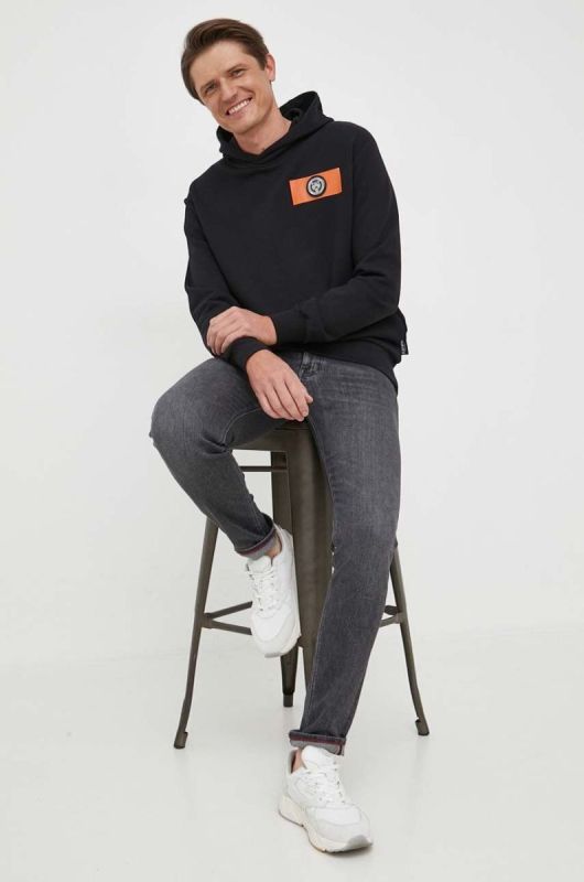 Кофта PLEIN SPORT чоловіча колір чорний з капюшоном з принтом (3372535) фото 2