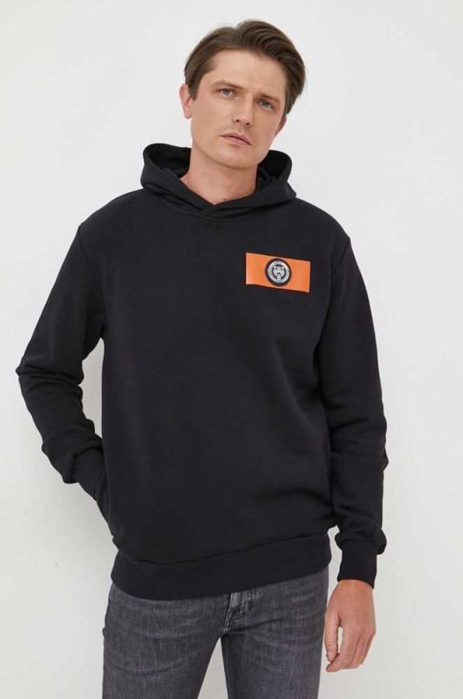 Кофта PLEIN SPORT чоловіча колір чорний з капюшоном з принтом (3372535) фото 3