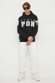Кофта PLEIN SPORT чоловіча колір чорний з капюшоном з принтом (3577407)