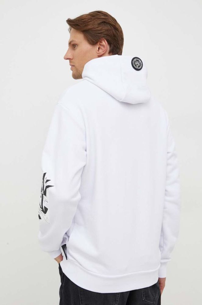Кофта PLEIN SPORT чоловіча колір білий з капюшоном з принтом (3577416) фото 3