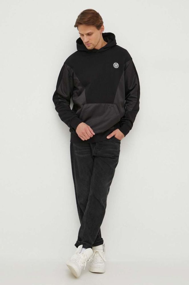 Кофта PLEIN SPORT чоловіча колір чорний з капюшоном з принтом (3577421) фото 2