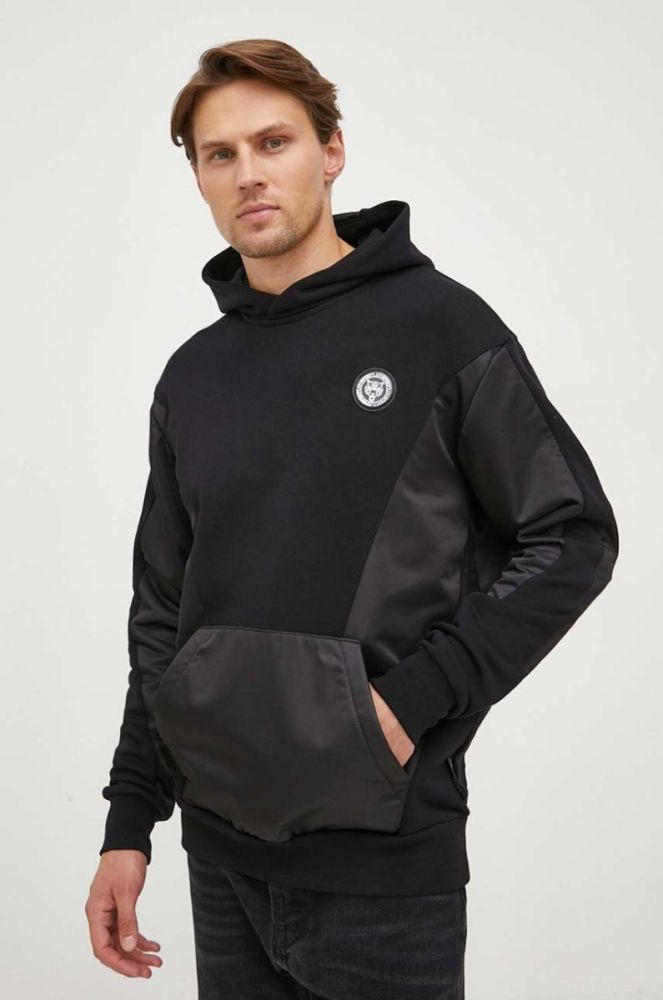 Кофта PLEIN SPORT чоловіча колір чорний з капюшоном з принтом (3577421) фото 4