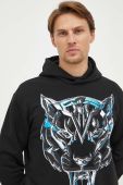 Кофта PLEIN SPORT чоловіча колір чорний з капюшоном з принтом (3577434)