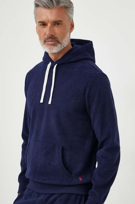 Кофта лаунж Polo Ralph Lauren колір синій з капюшоном однотонна