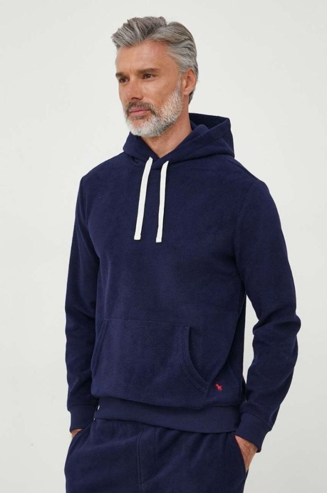 Кофта лаунж Polo Ralph Lauren колір синій з капюшоном однотонна фото 4