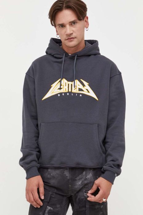 Кофта Vertere Berlin чоловіча колір сірий з капюшоном з аплікацією