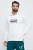 Кофта Guess чоловіча колір білий з капюшоном з принтом (3597506)