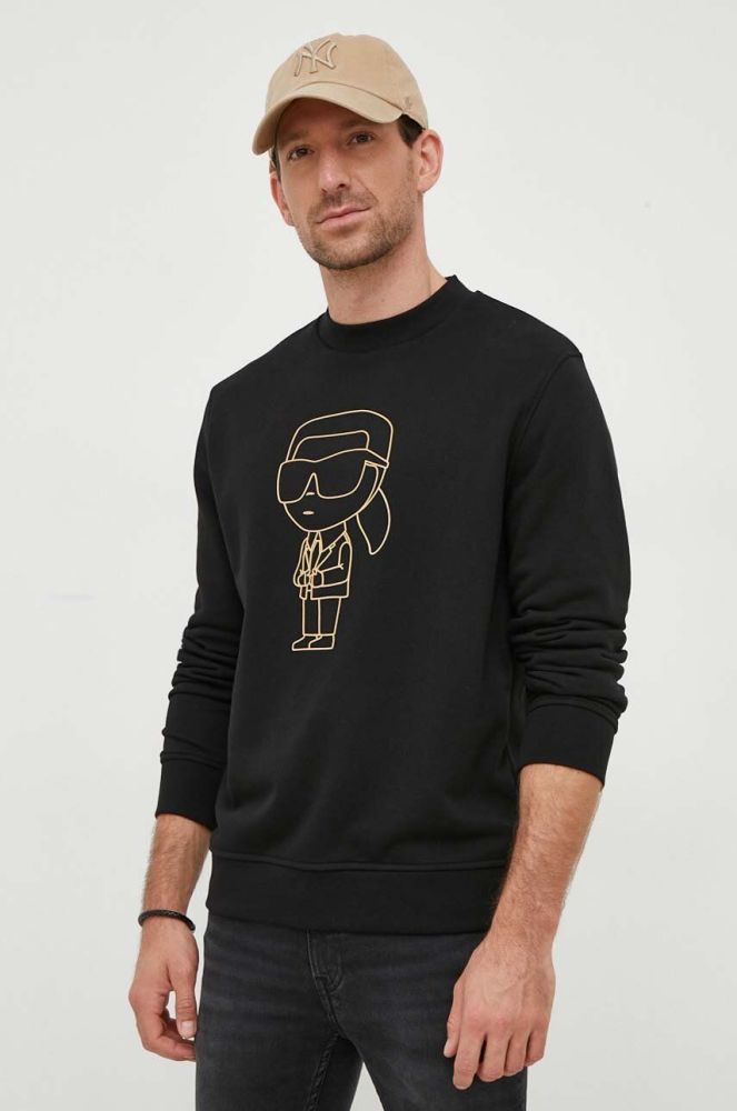 Кофта Karl Lagerfeld чоловіча колір чорний з принтом (3637968)
