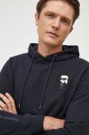 Кофта Karl Lagerfeld чоловіча колір синій з капюшоном однотонна
