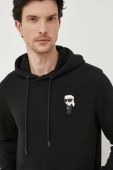 Кофта Karl Lagerfeld чоловіча колір чорний з капюшоном однотонна