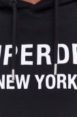 Бавовняна кофта Superdry чоловіча колір чорний з капюшоном з принтом (3624924)
