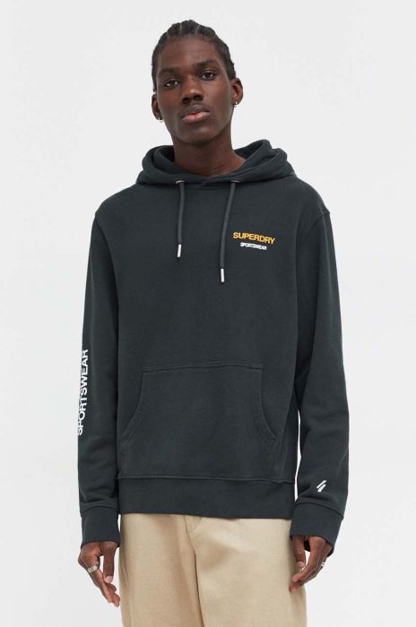 Кофта Superdry чоловіча колір зелений з капюшоном з принтом (3678470)