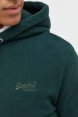 Кофта Superdry чоловіча колір зелений з капюшоном однотонна (3574341)