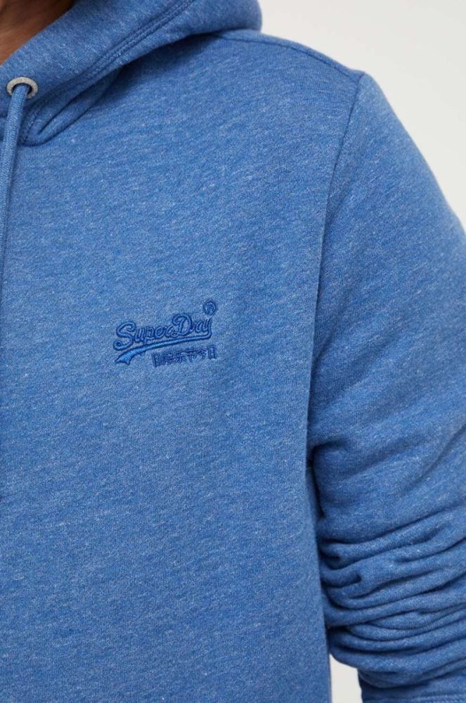 Кофта Superdry чоловіча з капюшоном однотонна колір блакитний (3461910) фото 5