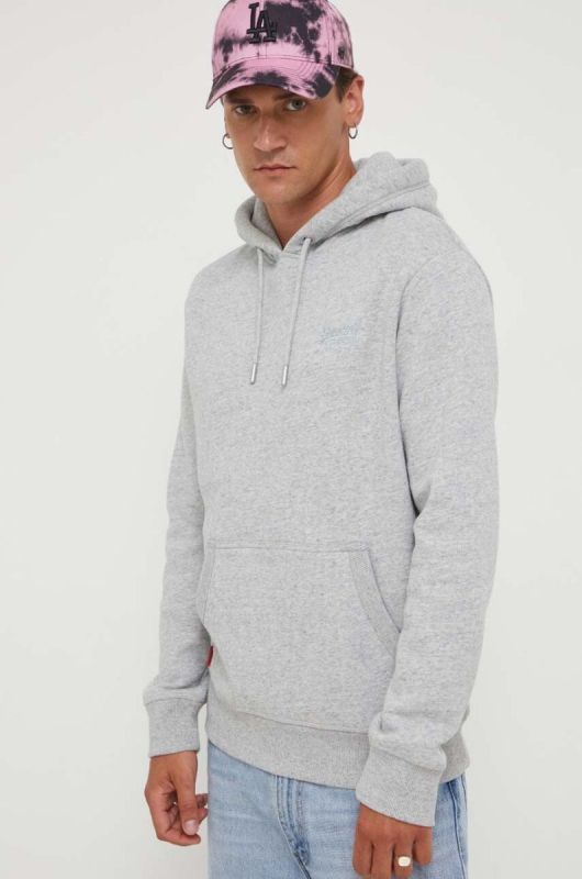 Кофта Superdry чоловіча колір сірий з капюшоном меланж (3458309) фото 2
