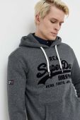 Кофта Superdry чоловіча колір сірий з капюшоном меланж (3489057)