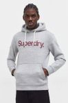 Кофта Superdry чоловіча колір сірий з капюшоном з принтом (3678474)