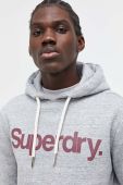 Кофта Superdry чоловіча колір сірий з капюшоном з принтом (3678474)