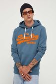 Кофта Superdry чоловіча з капюшоном з аплікацією колір блакитний (3458318)