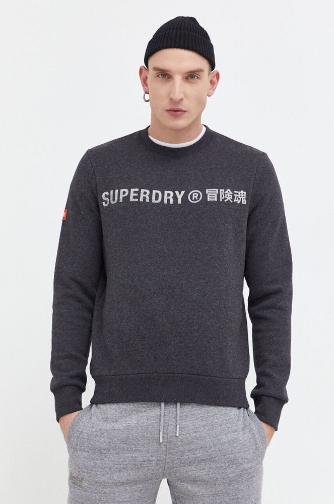Кофта Superdry чоловіча колір сірий з принтом (3675649)