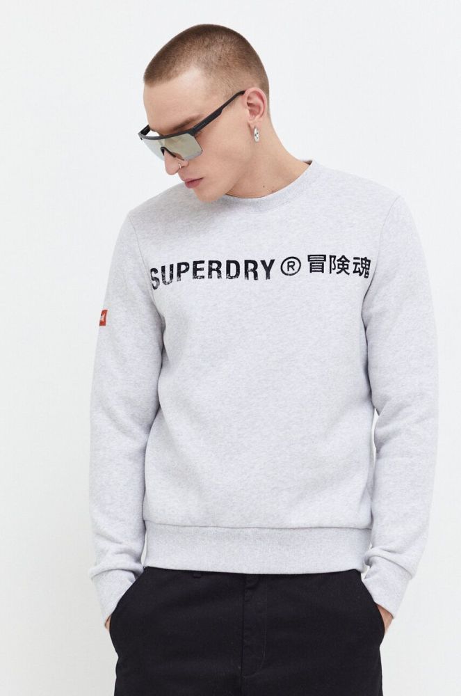 Кофта Superdry чоловіча колір сірий з принтом (3675654)