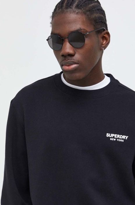 Бавовняна кофта Superdry чоловіча колір чорний з принтом