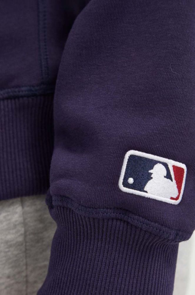 Кофта 47brand MLB Los Angeles Dodgers чоловіча колір синій з капюшоном однотонна фото 5