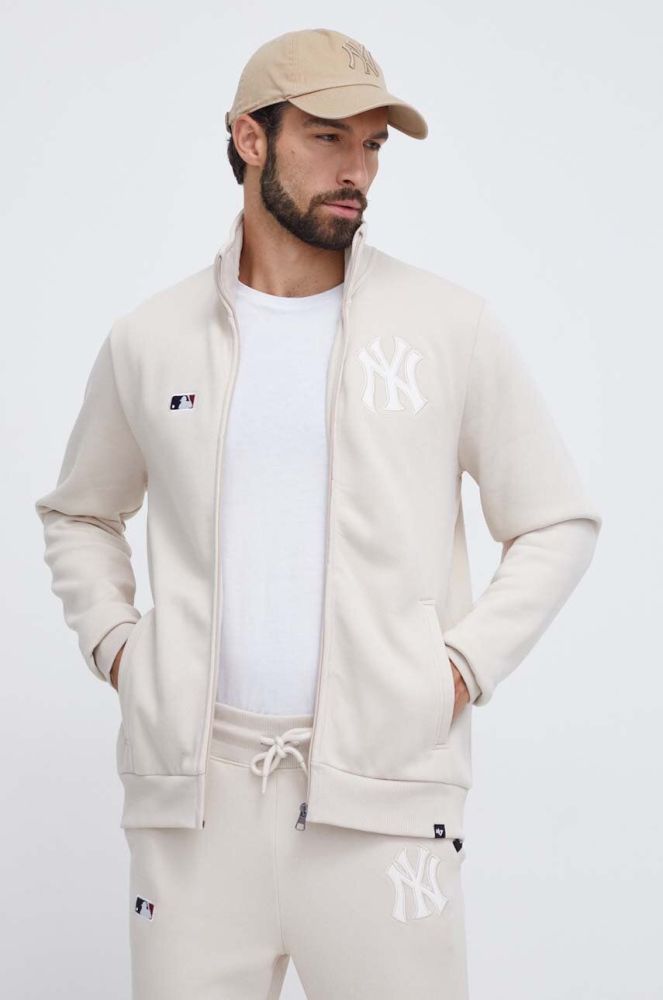 Кофта 47brand MLB New York Yankees чоловіча колір бежевий з аплікацією