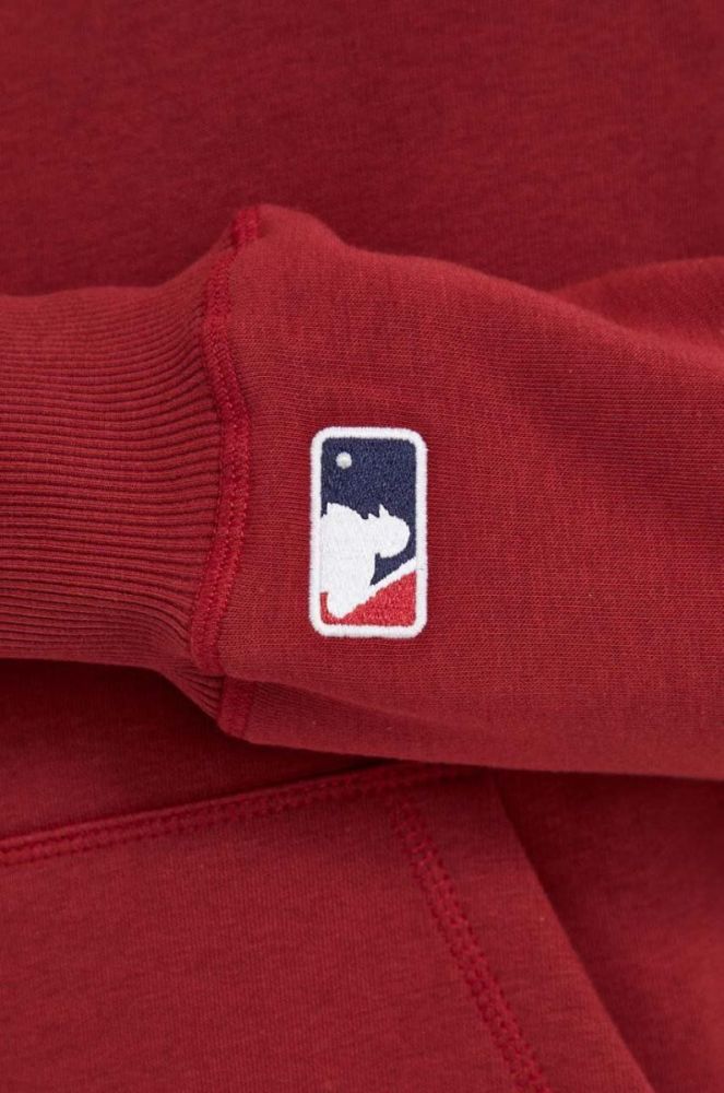 Кофта 47brand MLB Boston Red Sox чоловіча колір червоний з капюшоном однотонна фото 5