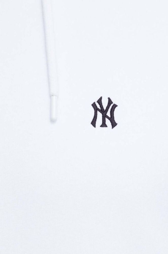Кофта 47brand MLB New York Yankees чоловіча колір білий з капюшоном з аплікацією фото 6