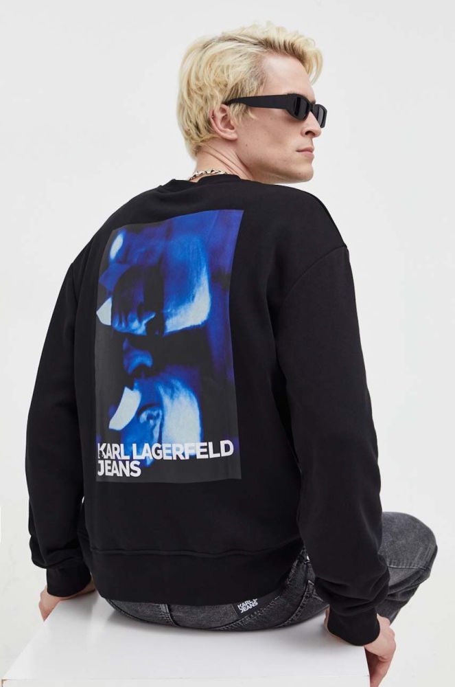 Кофта Karl Lagerfeld Jeans чоловіча колір чорний з принтом (3485494)