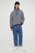 Кофта Karl Lagerfeld Jeans чоловіча колір чорний з капюшоном візерунок