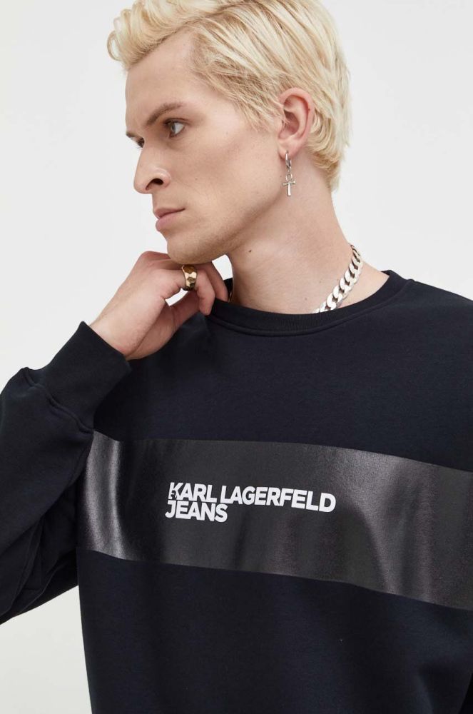 Кофта Karl Lagerfeld Jeans чоловіча колір чорний з принтом (3563907)