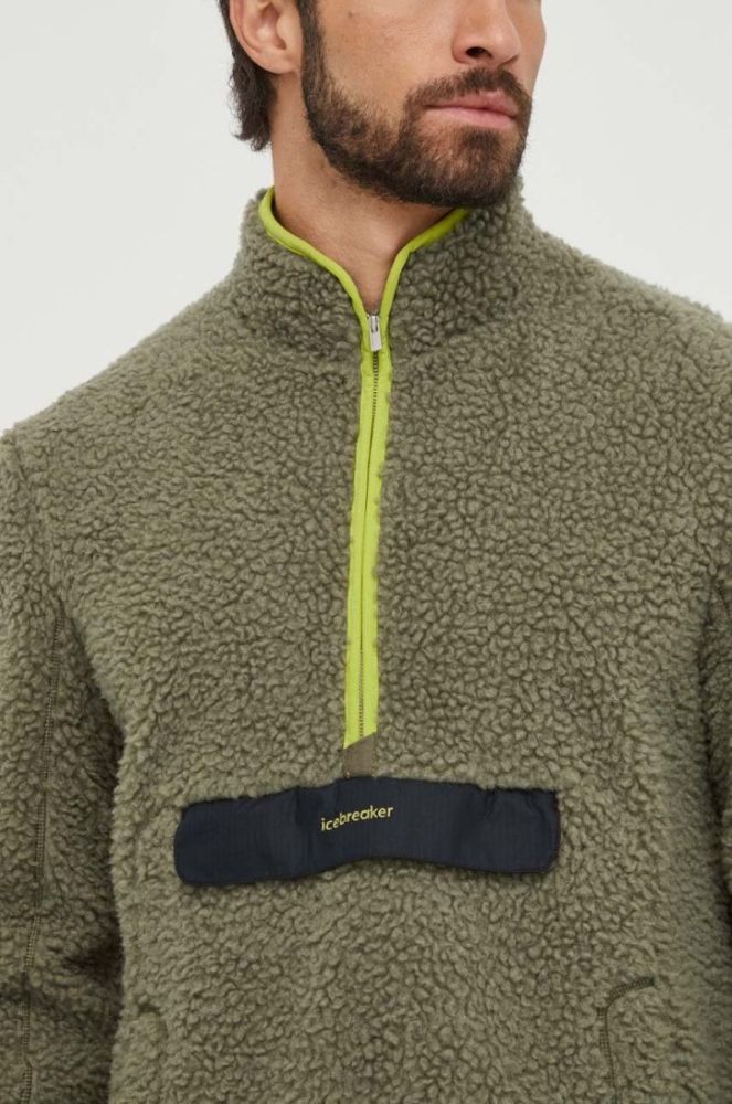 Спортивна кофта Icebreaker RealFleece Merino High Pile колір зелений однотонна фото 5