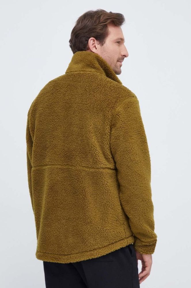 Флісова кофта Jack Wolfskin колір зелений однотонна фото 3