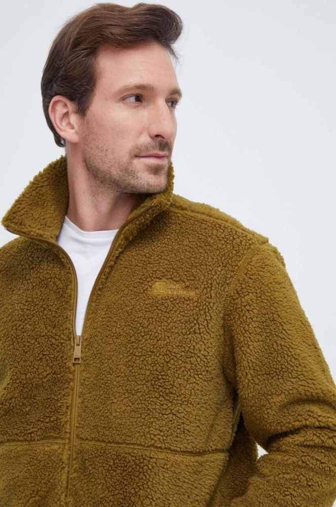 Флісова кофта Jack Wolfskin колір зелений однотонна фото 4