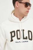Кофта Polo Ralph Lauren чоловіча колір бежевий з капюшоном з аплікацією
