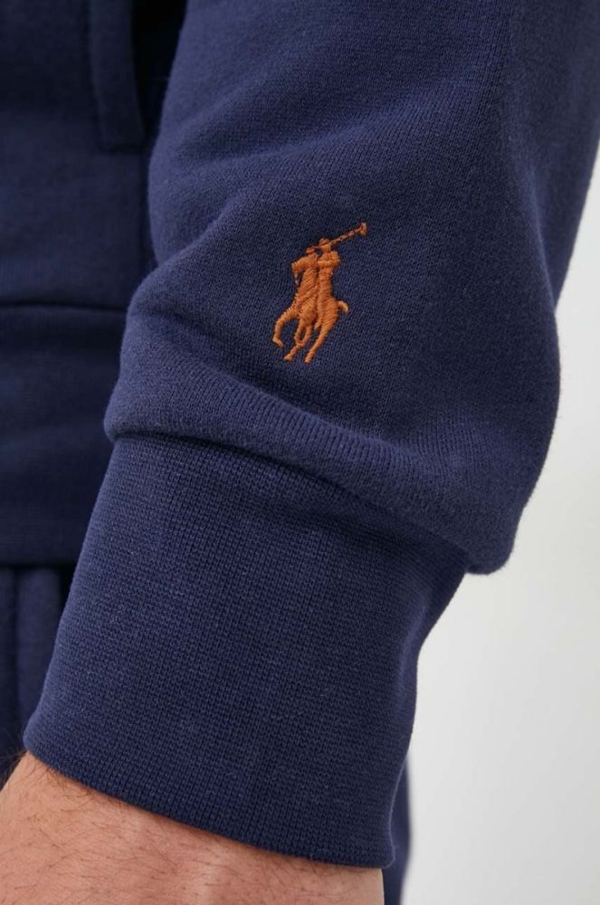 Кофта Polo Ralph Lauren чоловіча колір синій з капюшоном з аплікацією (3428006) фото 7